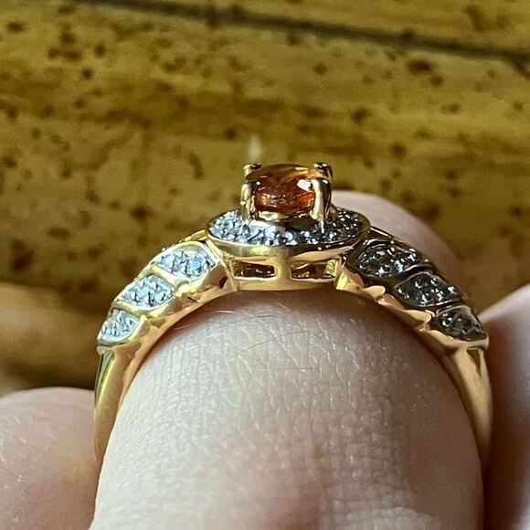 Natural Orange Garnet Sterling Silver Artistic Leaf Ring Discounted Size 6 - Picture 2 of 10